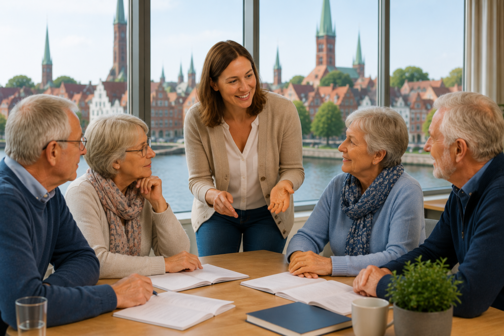 Teilnehmer einer Gerinnungsschulung in Lübeck arbeiten gemeinsam an Schulungsinhalten zur Gerinnungskontrolle