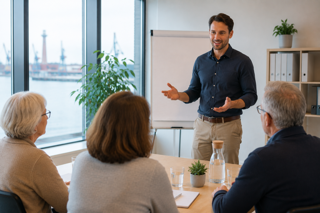 Teilnehmer erhalten Informationen zur Gerinnungsschulung und Gerinnungskontrolle in Bremerhaven.