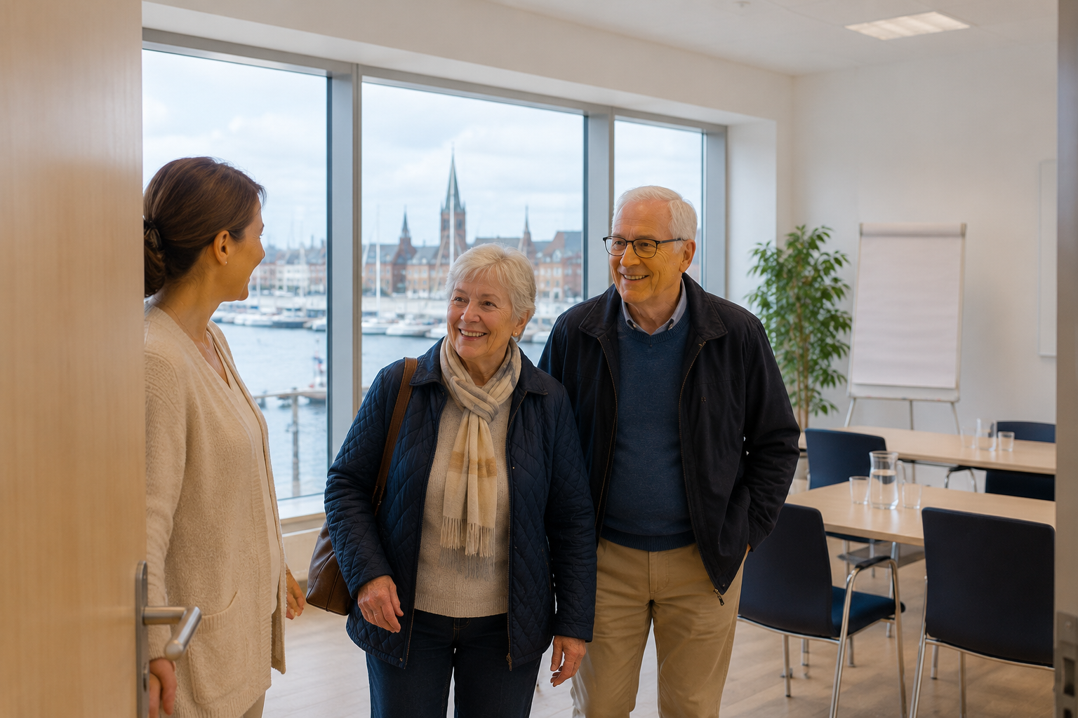 Patienten werden vor einer Gerinnungsschulung in einem Schulungszentrum in Kiel begrüßt