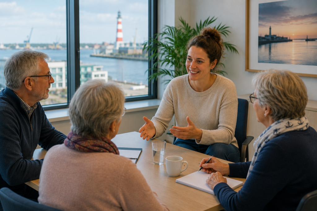 Patienten erhalten Informationen zur Gerinnungsschulung und Gerinnungskontrolle in Wilhelmshaven in einer persönlichen Gesprächsrunde.