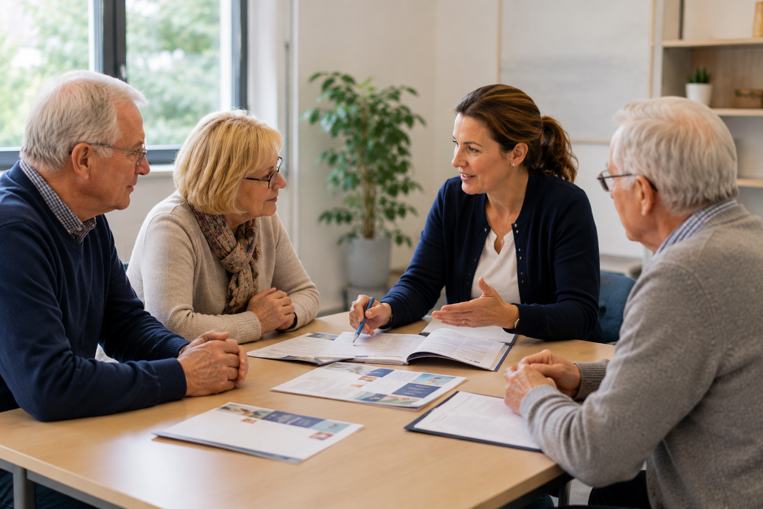 Schulungsleiterin erklärt Teilnehmern die Grundlagen zum Blutgerinnung messen und zur Gerinnungskontrolle.